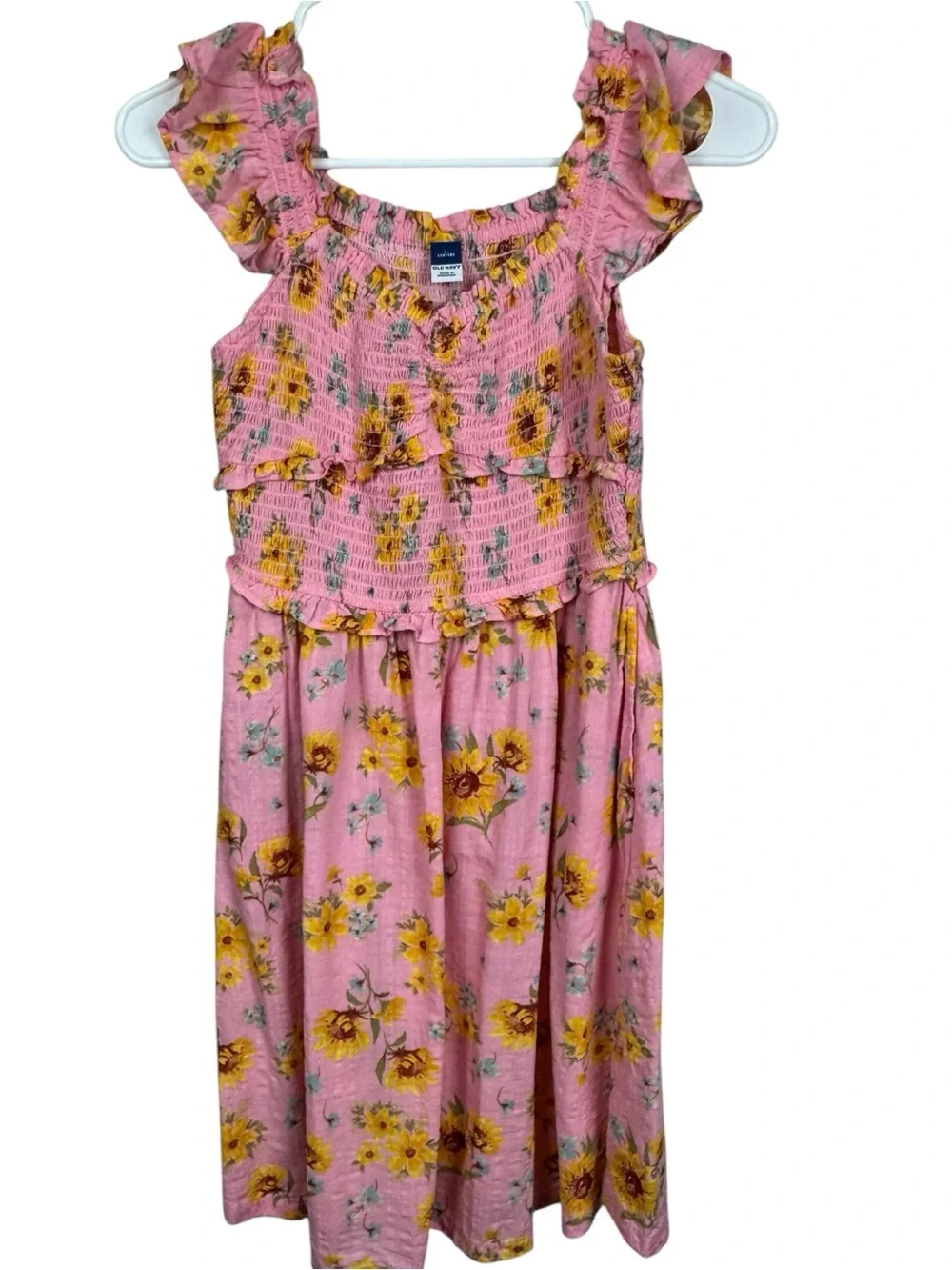 Old Navy Smocked Girls Dress with Ruffle sleeves Size L (10-12) lot of 2